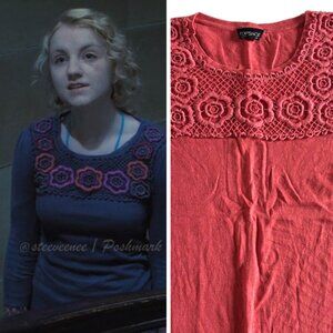 RARE Topshop Crochet 3/4 Sleeve Top ALT ASO Luna Lovegood